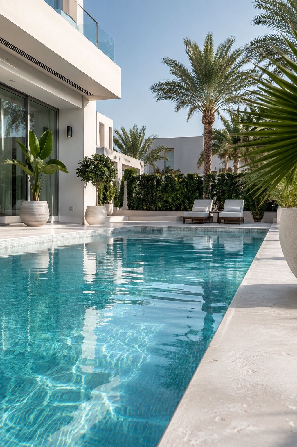 Sparkling private villa swimming pool in Dubai maintained by poolcleaning.ae